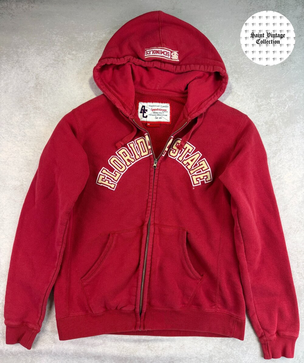 Y2K Vintage Florida State Seminoles Red Medium Zip Hoodie